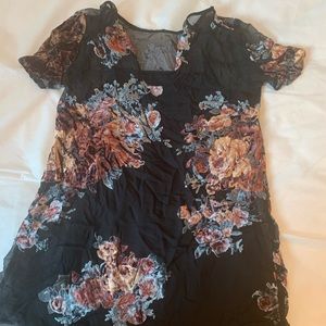 Black Slip Dress with Burnt Velvet Floral Shell